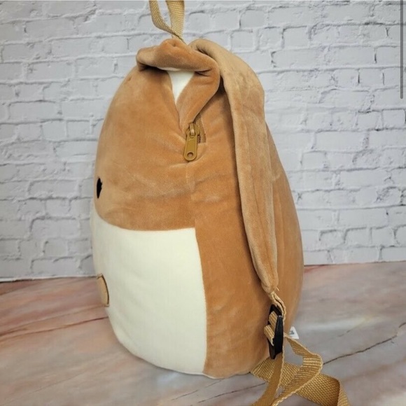 Squishmallows Regina The Corgi Backpack Cute Fluffy Plush Pillow Bag 15" Tan - Picture 2 of 4